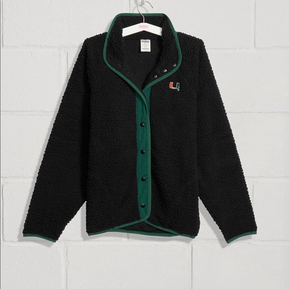 VS PINK Miami Hurricanes Sherpa Snap Jacket - Picture 1 of 1